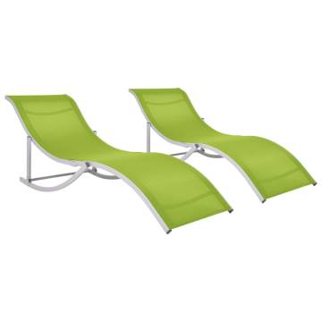 Folding Sun Loungers 2 pcs - Green Textilene | Hipomarket