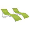 Folding Sun Loungers 2 pcs Green Textilene Colour green Quantity in Package 2 