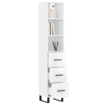 Stylish Highboard High Gloss White - 34.5x34x180 cm