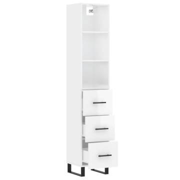 Stylish Highboard High Gloss White - 34.5x34x180 cm