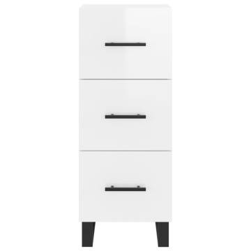 Stylish Highboard High Gloss White - 34.5x34x180 cm