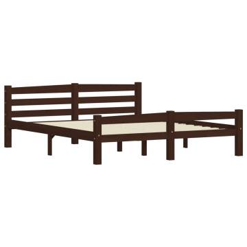 Durable Dark Brown Pinewood Bed Frame 160x200 cm - Modern Design