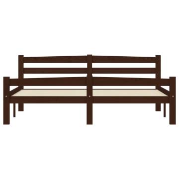 Durable Dark Brown Pinewood Bed Frame 160x200 cm - Modern Design