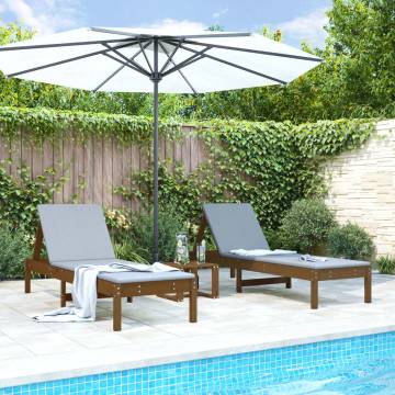 Sun Loungers 2 pcs Honey Brown | Solid Pine Wood Outdoor