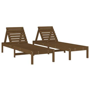 Sun Loungers 2 pcs Honey Brown | Solid Pine Wood Outdoor