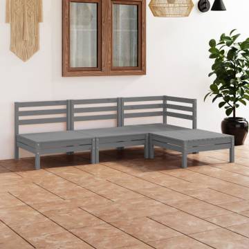 4 Piece Garden Lounge Set - Solid Pinewood Grey | Hipomarket