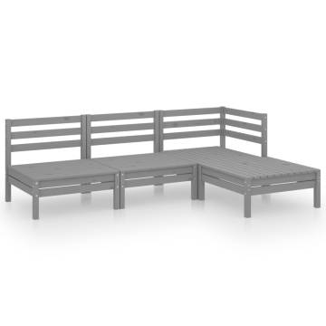 4 Piece Garden Lounge Set - Solid Pinewood Grey | Hipomarket