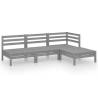 4 Piece Garden Lounge Set - Solid Pinewood Grey | Hipomarket