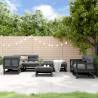 8 Piece Garden Lounge Set Black Solid Wood Pine Colour black Number of 8 