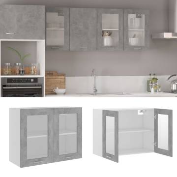 Hanging Glass Cabinet - Concrete Grey - 80x31x60 cm | HipoMarket