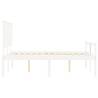 White Bed Frame with Headboard 140x200 cm - Solid Wood