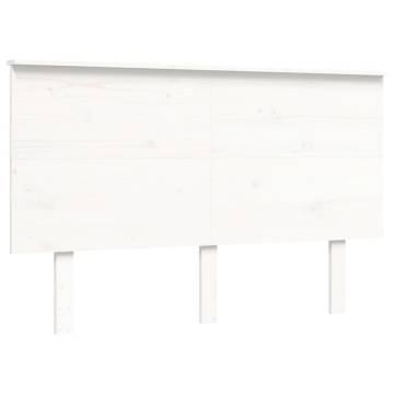 White Bed Frame with Headboard 140x200 cm - Solid Wood