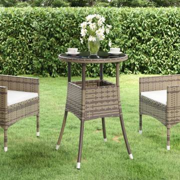 Stylish Ø60cm Grey Poly Rattan Garden Table | Hipomarket UK