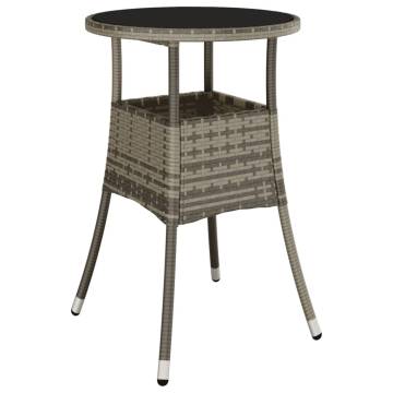 Stylish Ø60cm Grey Poly Rattan Garden Table | Hipomarket UK