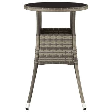 Stylish Ø60cm Grey Poly Rattan Garden Table | Hipomarket UK