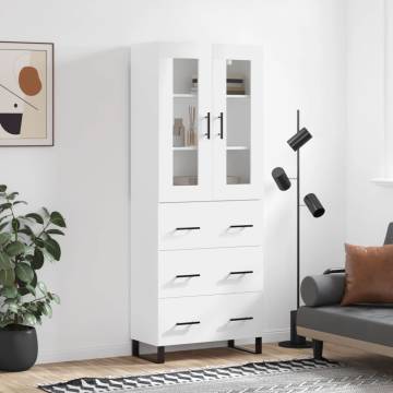 Stylish Highboard White 69.5x34x180 cm - Durable & Elegant