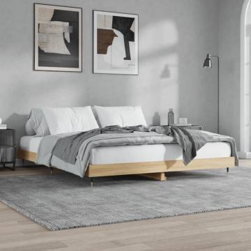 Sonoma Oak Bed Frame 200x200 cm | Durable Engineered Wood