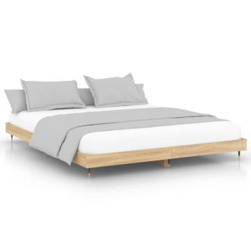 Sonoma Oak Bed Frame 200x200 cm | Durable Engineered Wood