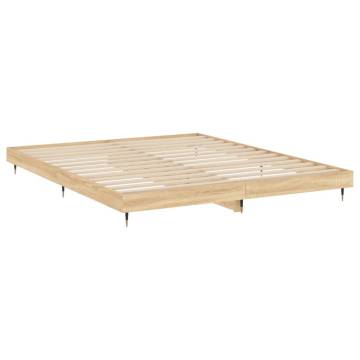 Sonoma Oak Bed Frame 200x200 cm | Durable Engineered Wood