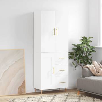 Stylish Highboard White 69.5x34x180 cm - Durable & Elegant