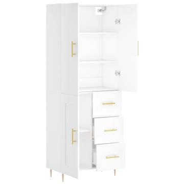 Stylish Highboard White 69.5x34x180 cm - Durable & Elegant