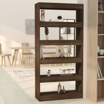 Stylish Brown Oak Book Cabinet & Room Divider - 80x30x166 cm