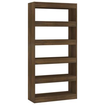 Stylish Brown Oak Book Cabinet & Room Divider - 80x30x166 cm