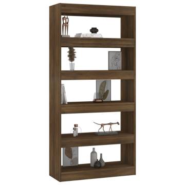 Stylish Brown Oak Book Cabinet & Room Divider - 80x30x166 cm