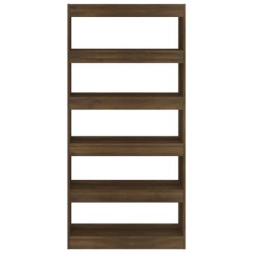 Stylish Brown Oak Book Cabinet & Room Divider - 80x30x166 cm