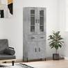 Highboard Concrete Grey 69.5x34x180 cm Engineered Wood Colour concrete grey Quantity in Package 1 Model 2 doors 2 drawers 