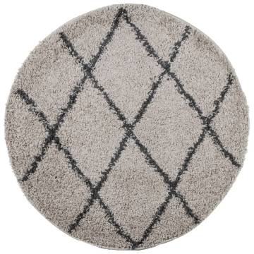 Shaggy Rug PAMPLONA | High Pile Beige & Anthracite Ø 120 cm