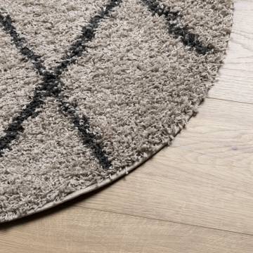 Shaggy Rug PAMPLONA | High Pile Beige & Anthracite Ø 120 cm