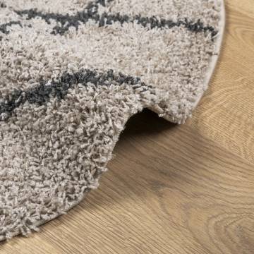 Shaggy Rug PAMPLONA | High Pile Beige & Anthracite Ø 120 cm