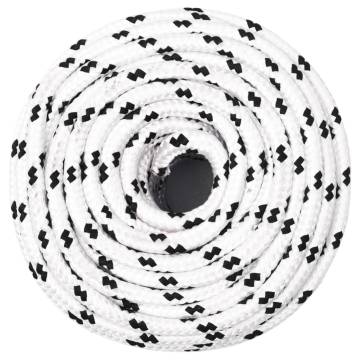 Braided Boat Rope White 8mm x 25m - Durable Polyester