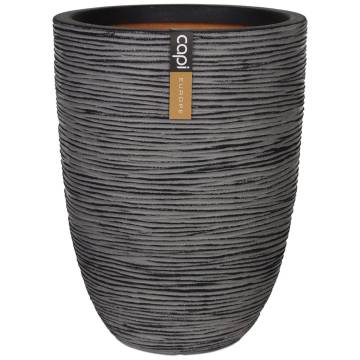 Capi Nature Rib Low Vase 46x58 cm Anthracite - Elegant Design