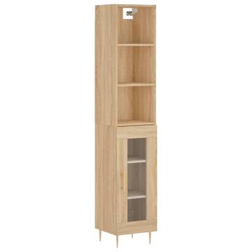 Stylish Highboard Sonoma Oak - 34.5x34x180 cm | Hipo Market