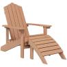 Garden Adirondack Chair Set with Footstool & Table - HDPE Brown