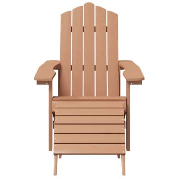 Garden Adirondack Chair Set with Footstool & Table - HDPE Brown