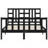 Stylish Black Bed Frame with Headboard - 140x200 cm - Solid Wood