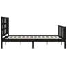 Stylish Black Bed Frame with Headboard - 140x200 cm - Solid Wood