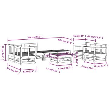 8 Piece Black Solid Wood Pine Garden Lounge Set | HipoMarket