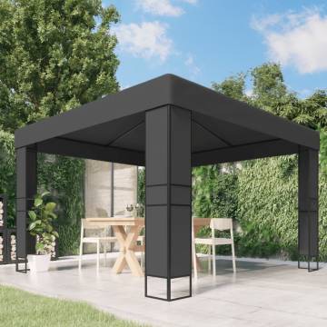 Gazebo with Double Roof 3x3 m - Durable Anthracite Garden Shade