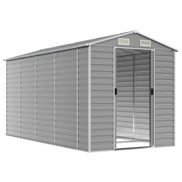 Light Grey Garden Shed - 191x385x198 cm Galvanised Steel