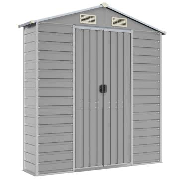 Light Grey Garden Shed - 191x385x198 cm Galvanised Steel