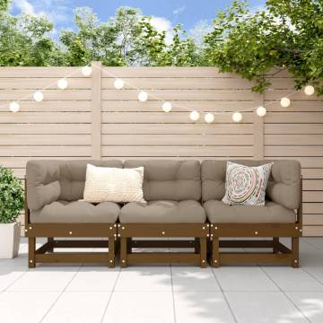 3 Piece Garden Lounge Set - Honey Brown Solid Pine Wood