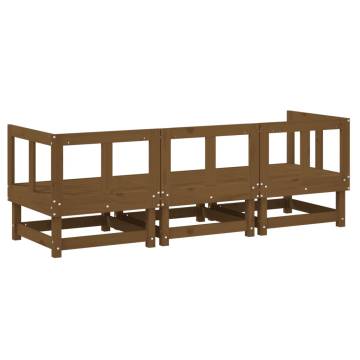 3 Piece Garden Lounge Set - Honey Brown Solid Pine Wood