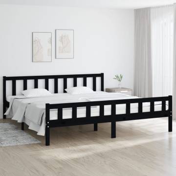 Black Solid Wood Bed Frame 160x200 cm - Classic Design