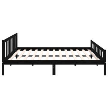 Black Solid Wood Bed Frame 160x200 cm - Classic Design