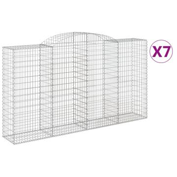 Arched Gabion Baskets - 7 pcs Galvanised Iron | HipoMarket