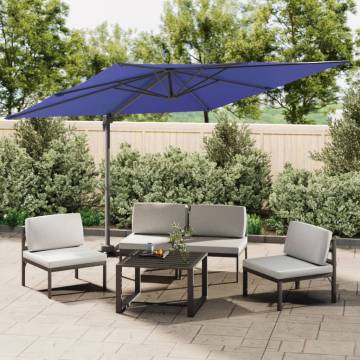 LED Cantilever Umbrella - Azure Blue 400x300 cm | HipoMarket UK